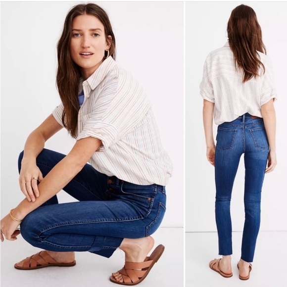 MADEWELL 10" High-Rise Skinny Crop Jeans Button Front Style K7520 Size 27 - Picture 2 of 4
